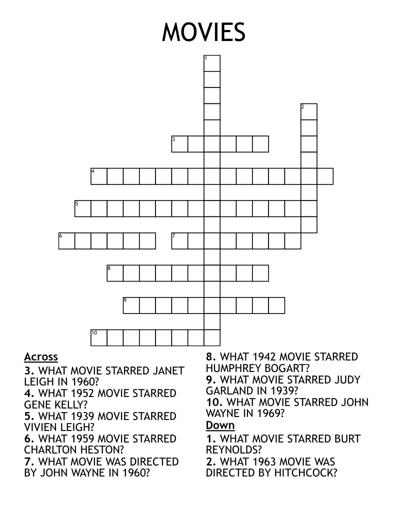 MOVIES Crossword