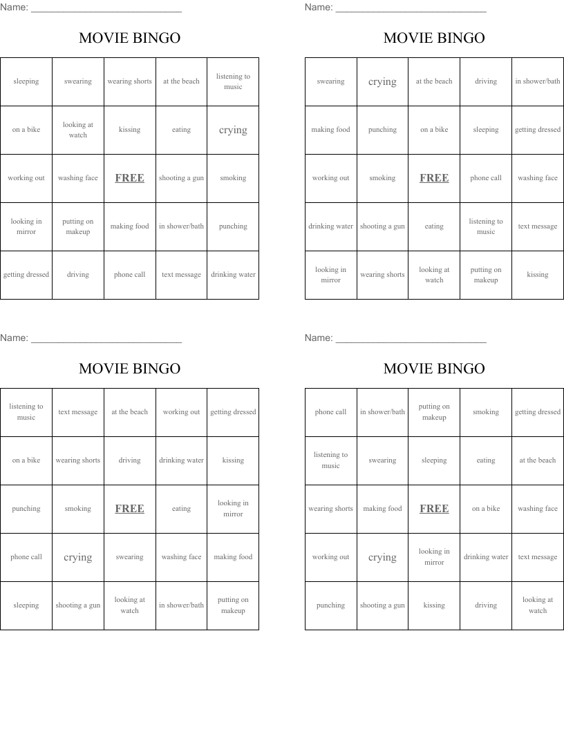 MOVIE BINGO