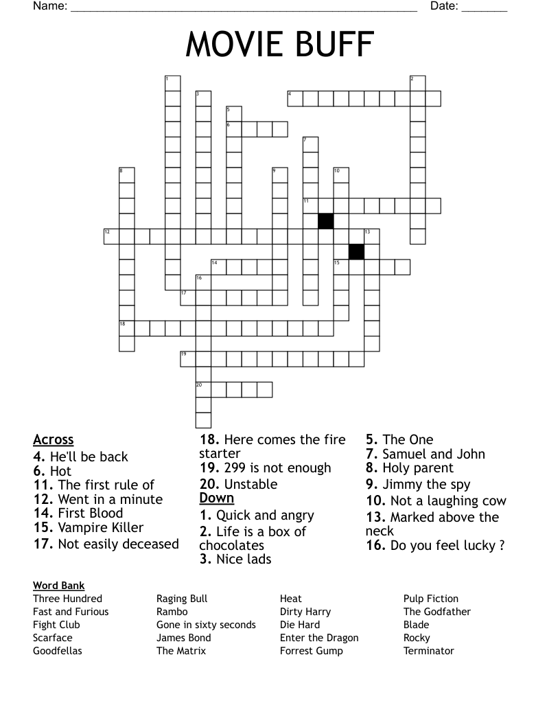 MOVIE BUFF Crossword