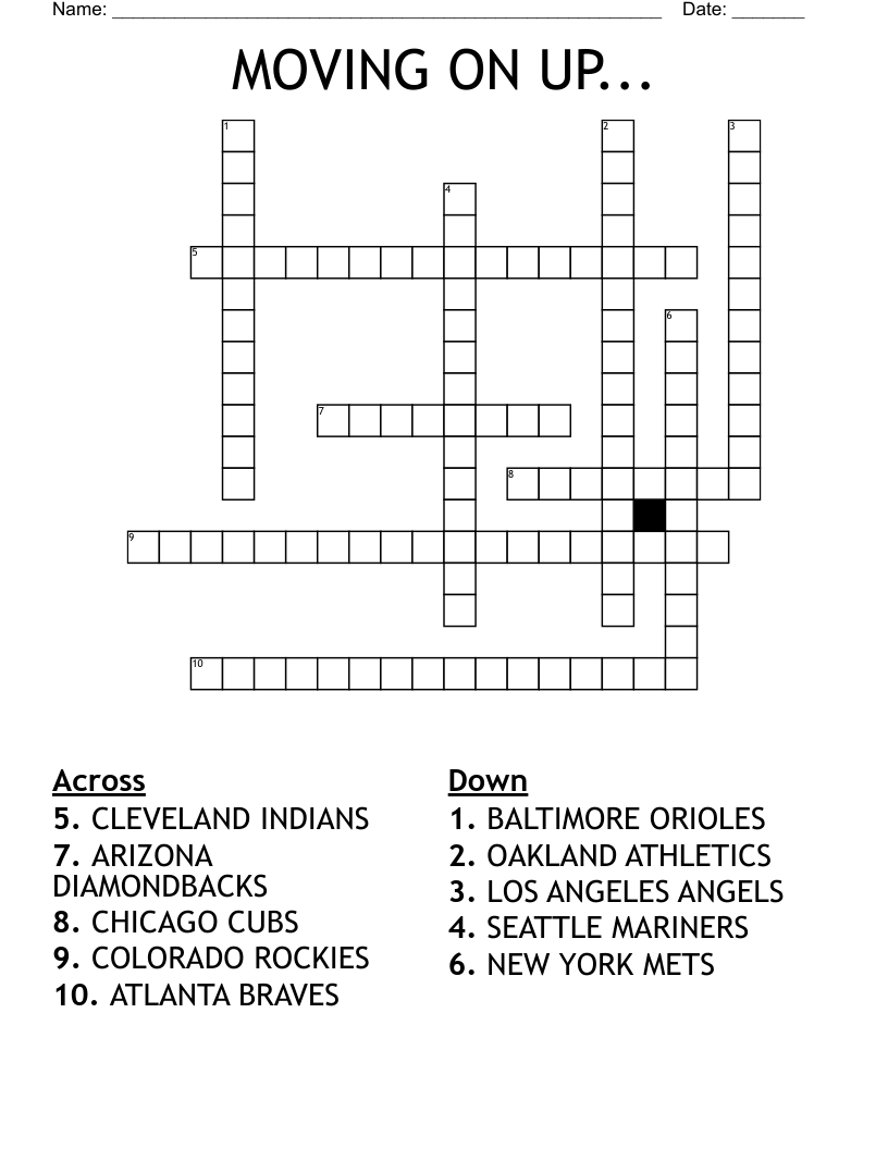 MOVING ON UP... Crossword
