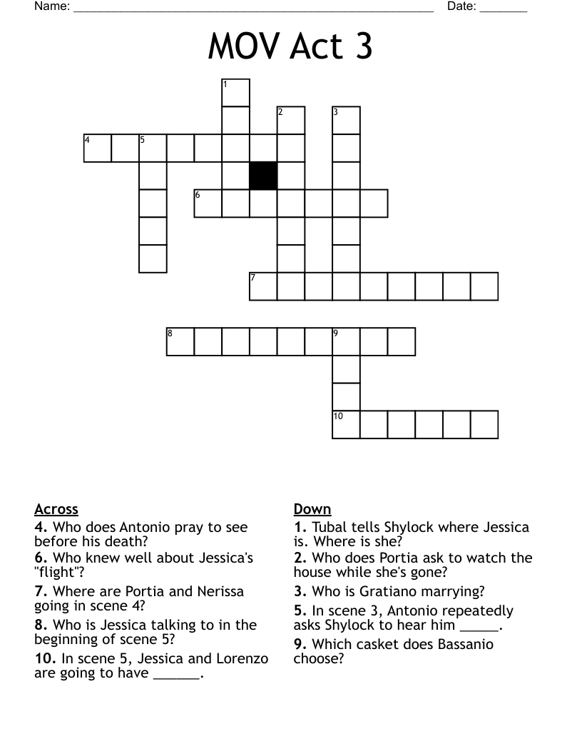 MOV Act 3 Crossword
