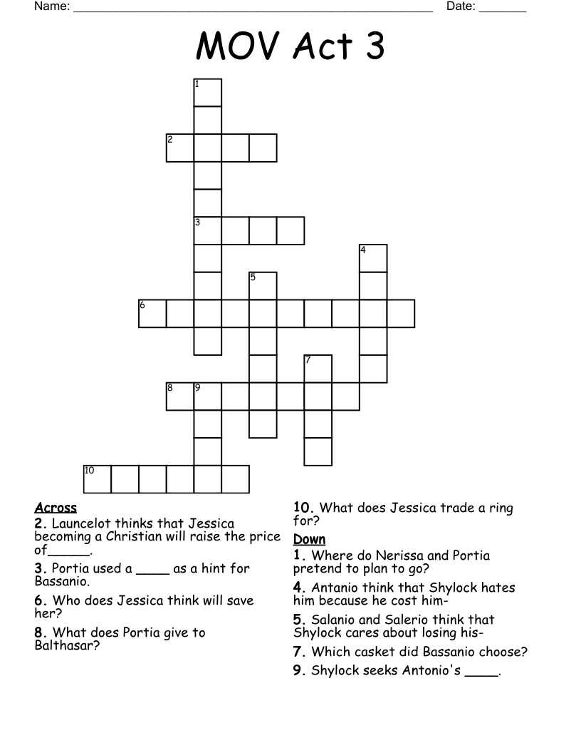 MOV Act 3 Crossword