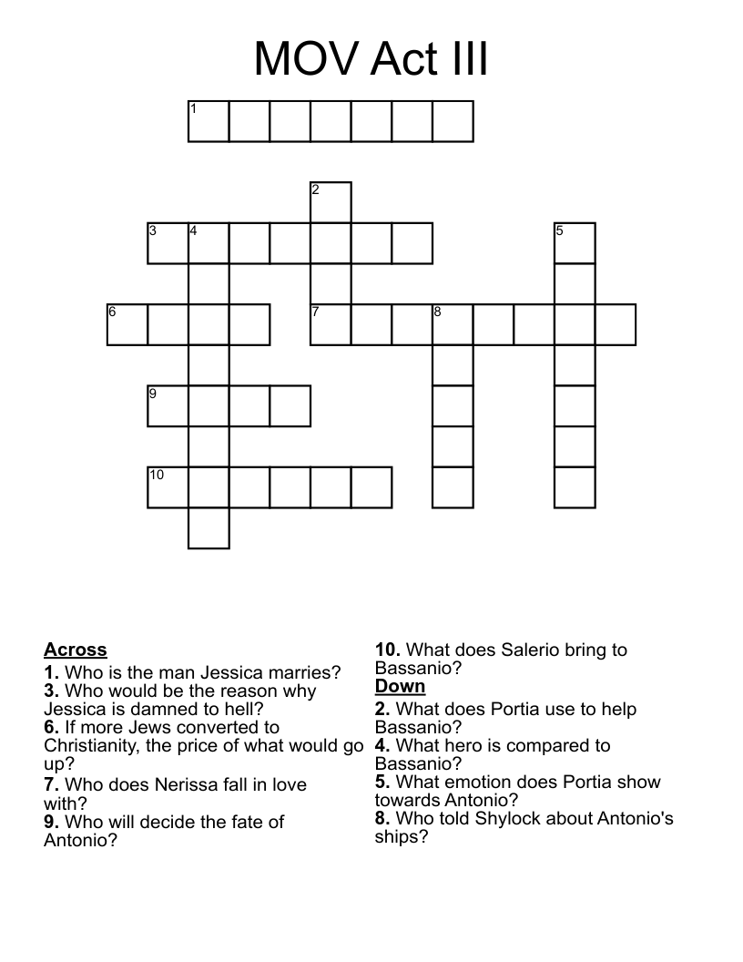 MOV Act III Crossword