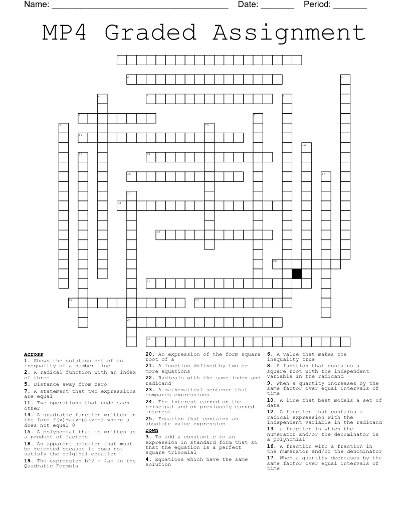 MP4 Graded Assignment Crossword