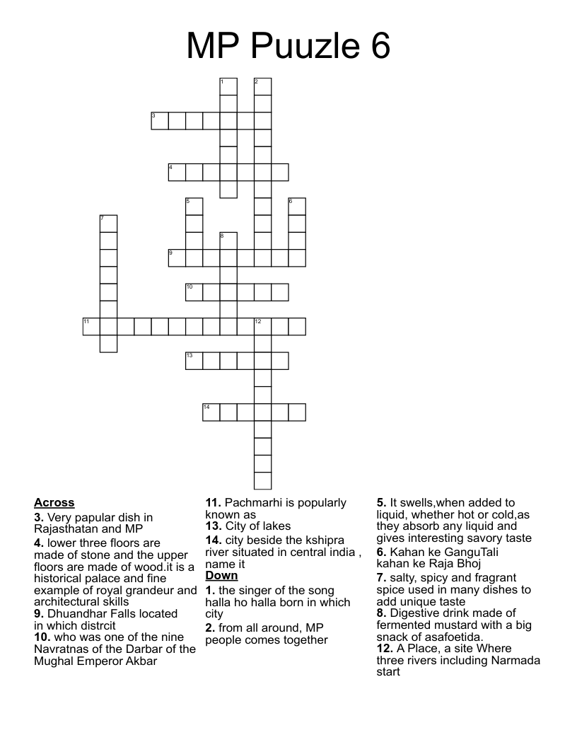 MP Puuzle 6 Crossword