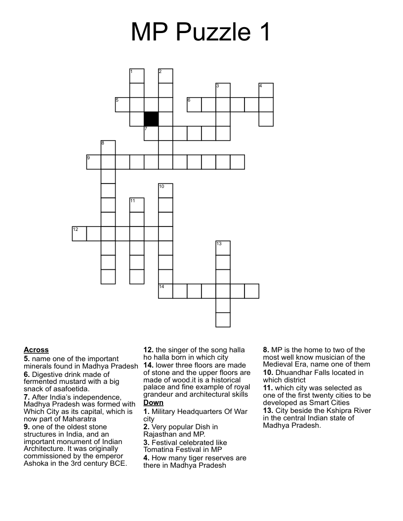 MP Puzzle 1 Crossword
