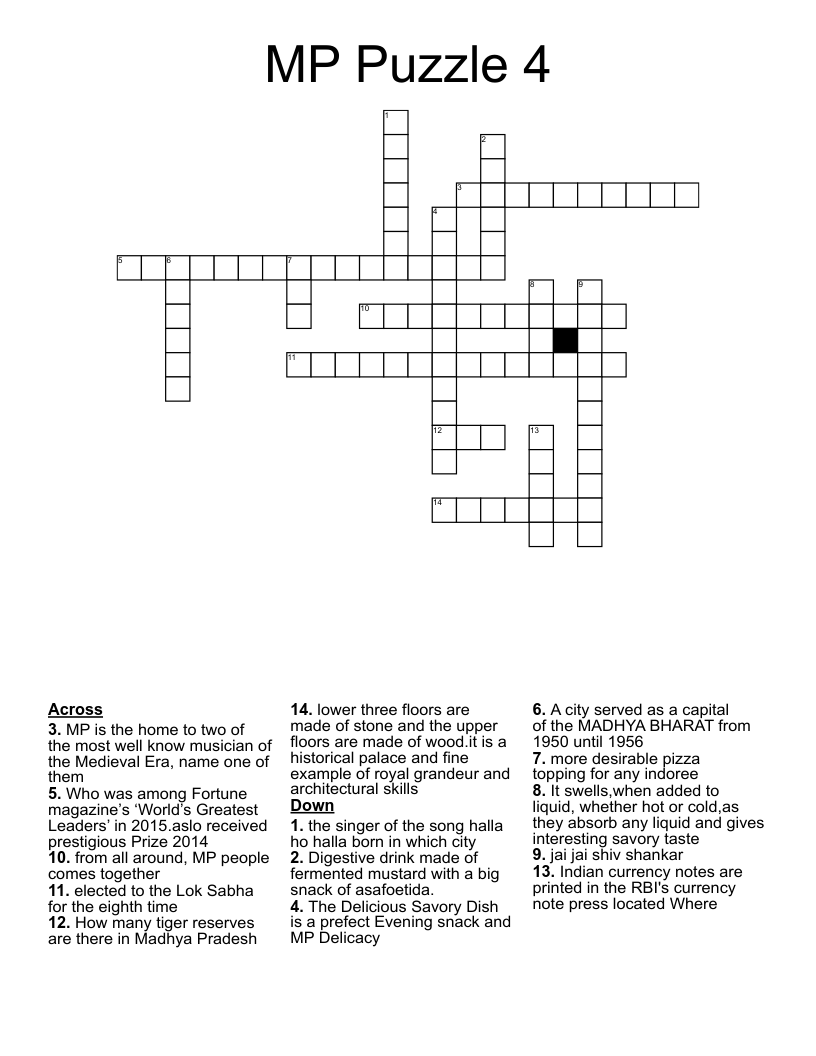 MP Puzzle 4 Crossword