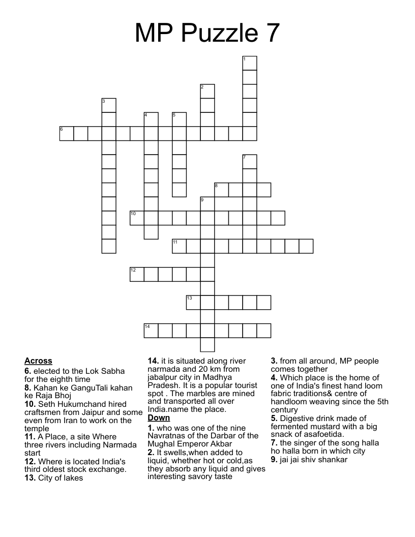 MP Puzzle 7 Crossword