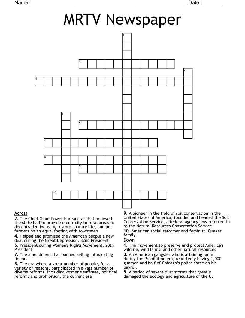 MRTV Newspaper Crossword