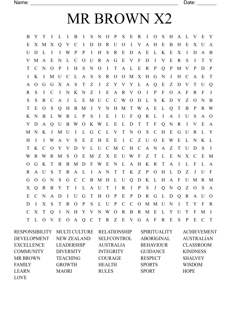MR BROWN X2 Word Search