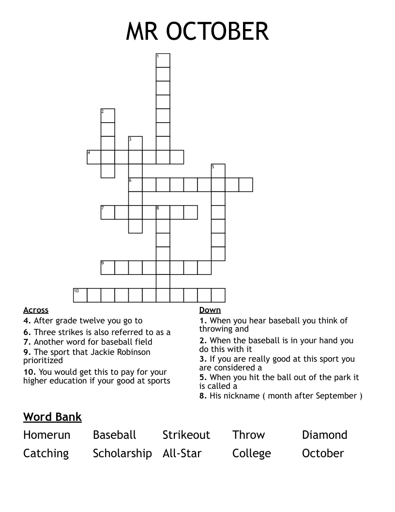 MR OCTOBER  Crossword