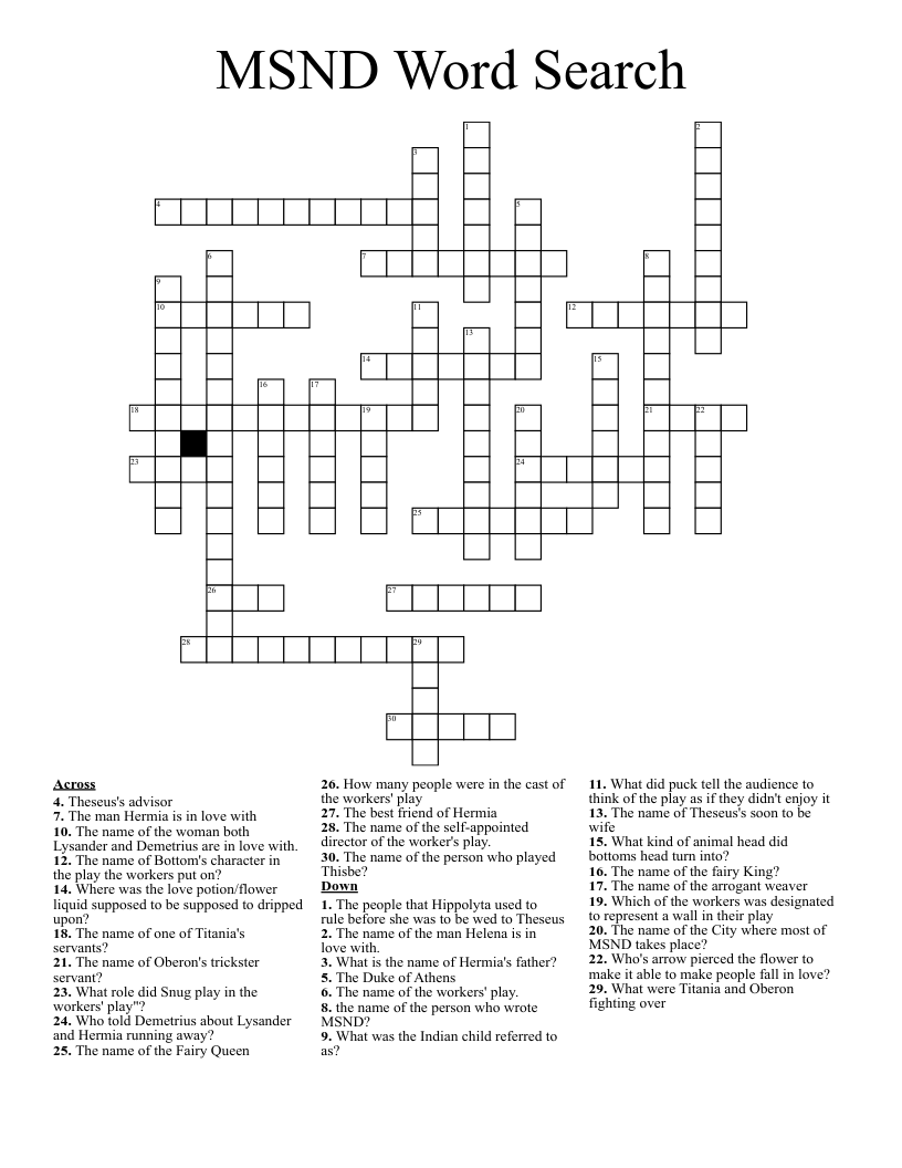 MSND Word Search Crossword