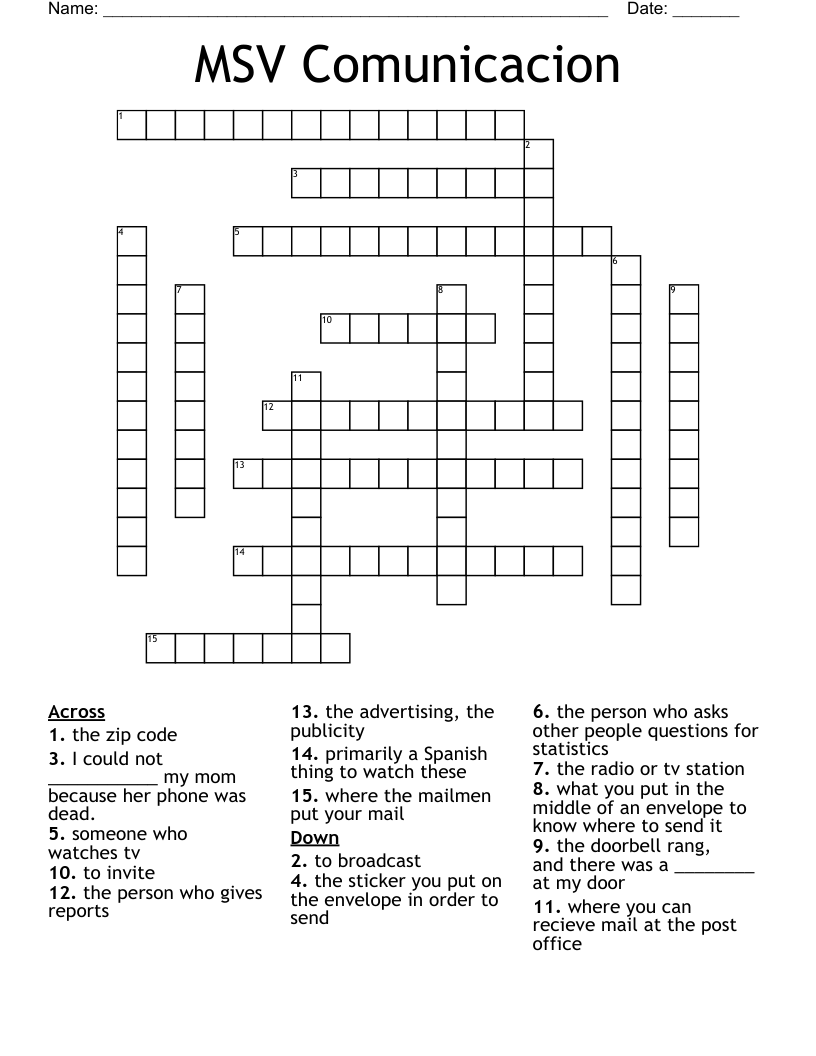MSV Comunicacion Crossword
