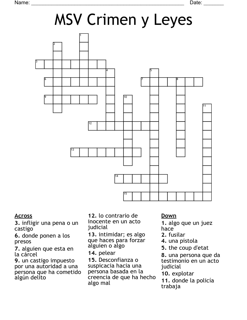 MSV Crimen y Leyes Crossword