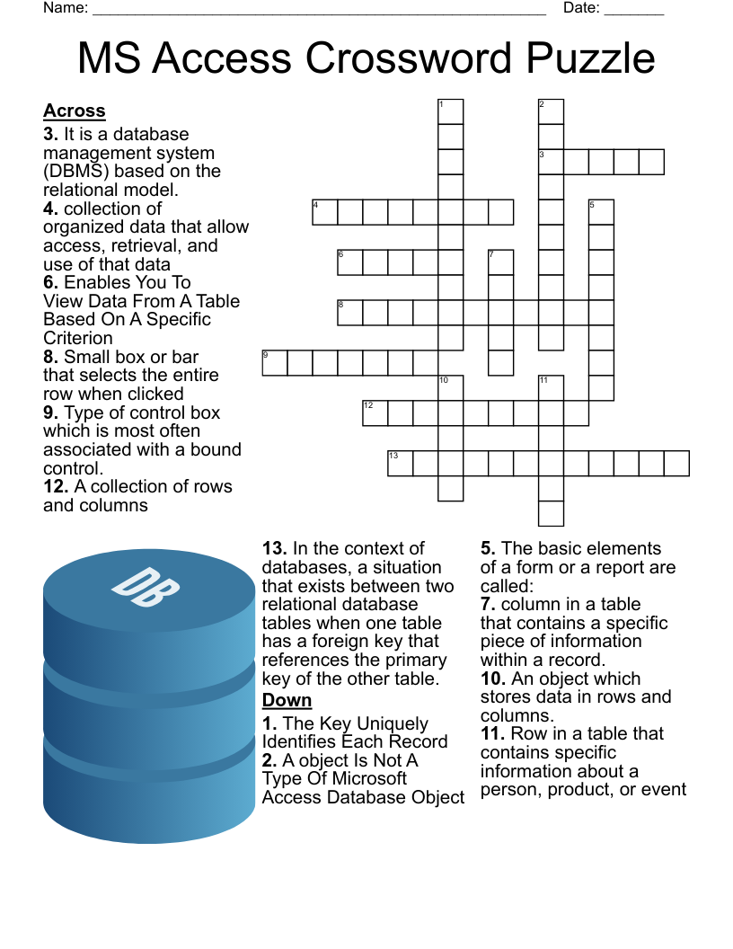 MS Access Crossword Puzzle