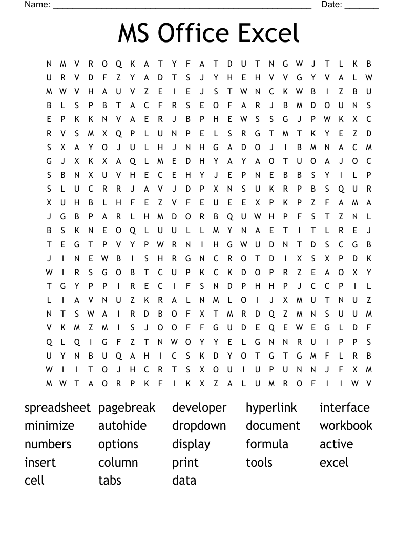 MS Office Excel Word Search