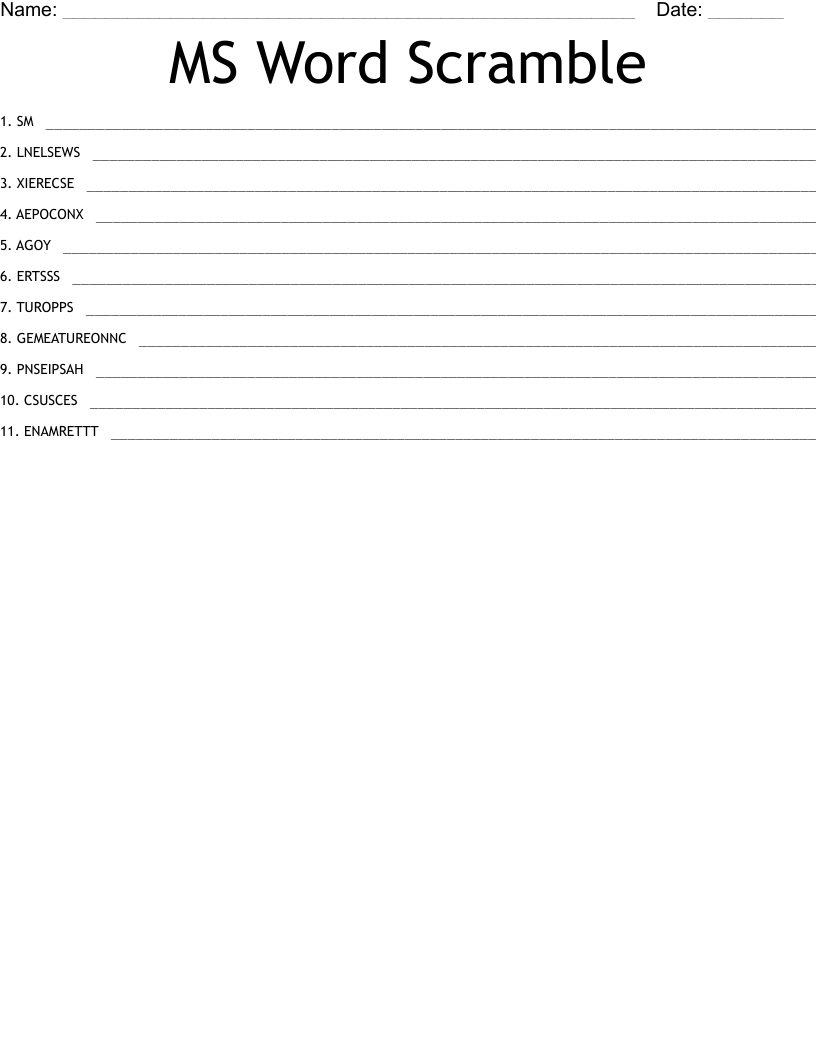 MS Word Scramble 