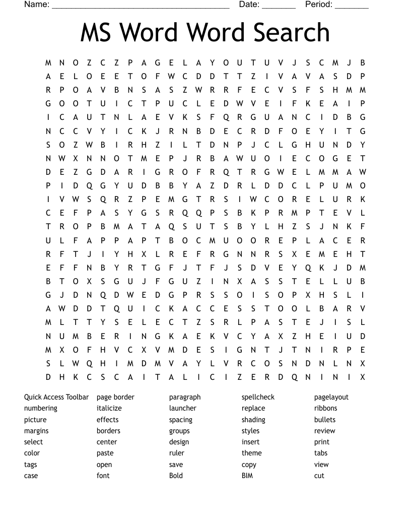 MS Word Word Search