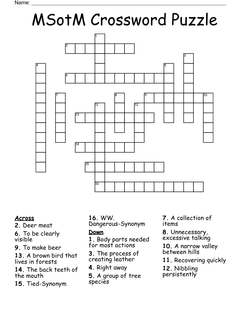 MSotM Crossword Puzzle