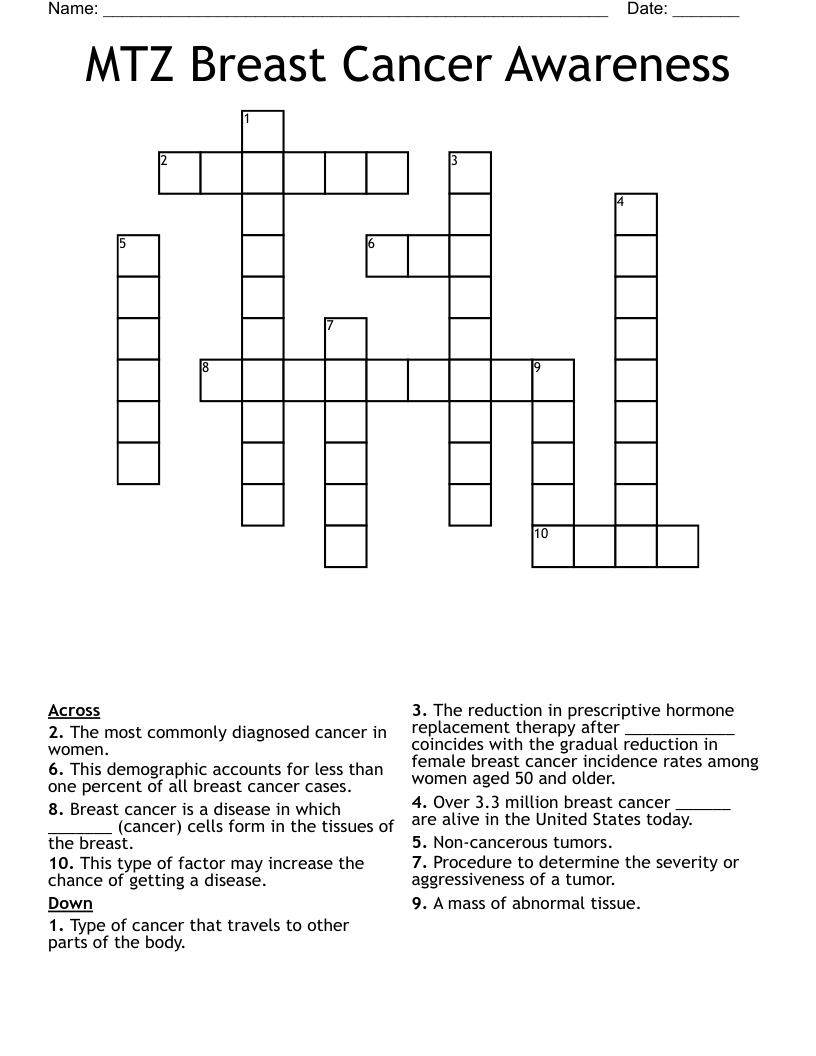 MTZ Breast Cancer Awareness Crossword