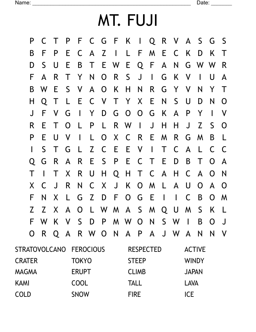 MT. FUJI Word Search