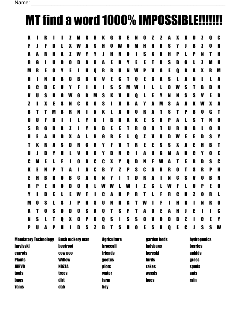 MT find a word 1000% IMPOSSIBLE!!!!!!! Word Search