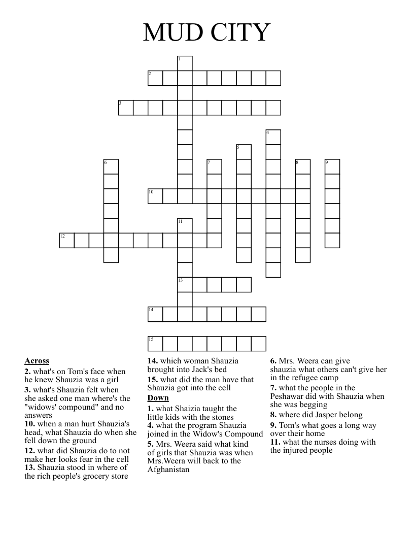 MUD CITY Crossword
