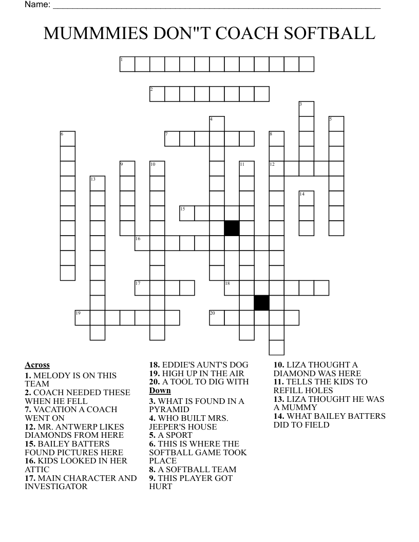 MUMMMIES DON"T COACH SOFTBALL Crossword