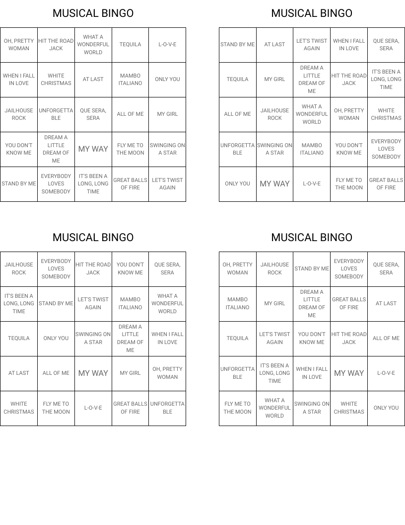MUSICAL BINGO