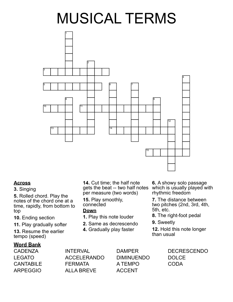MUSICAL TERMS Crossword