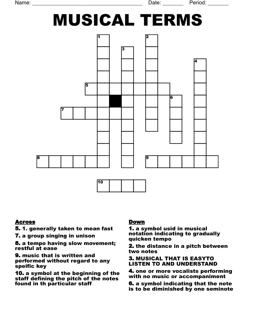 MUSICAL TERMS Crossword