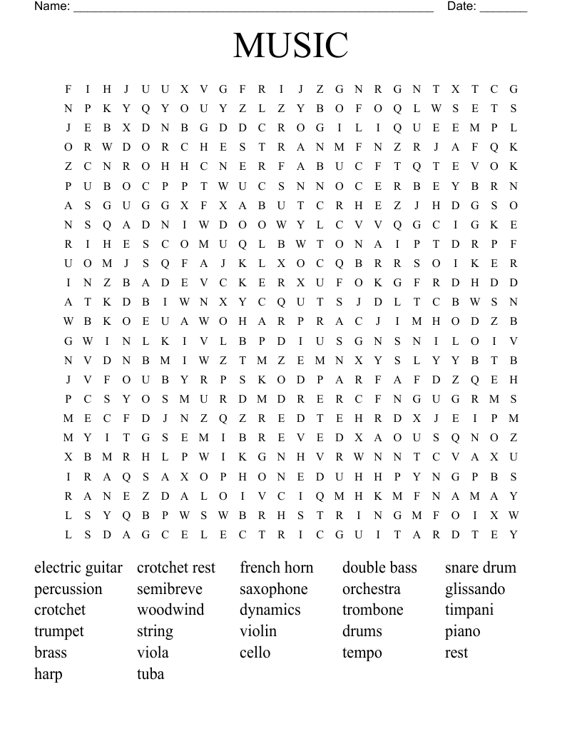 MUSIC Word Search
