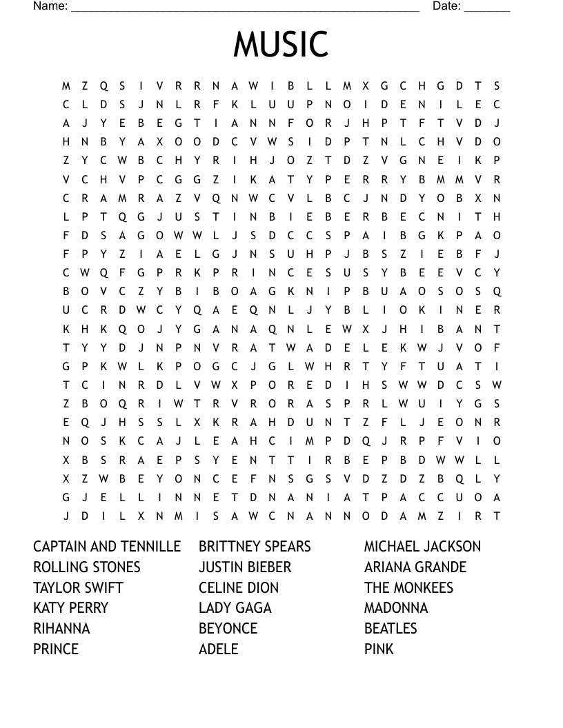 MUSIC Word Search