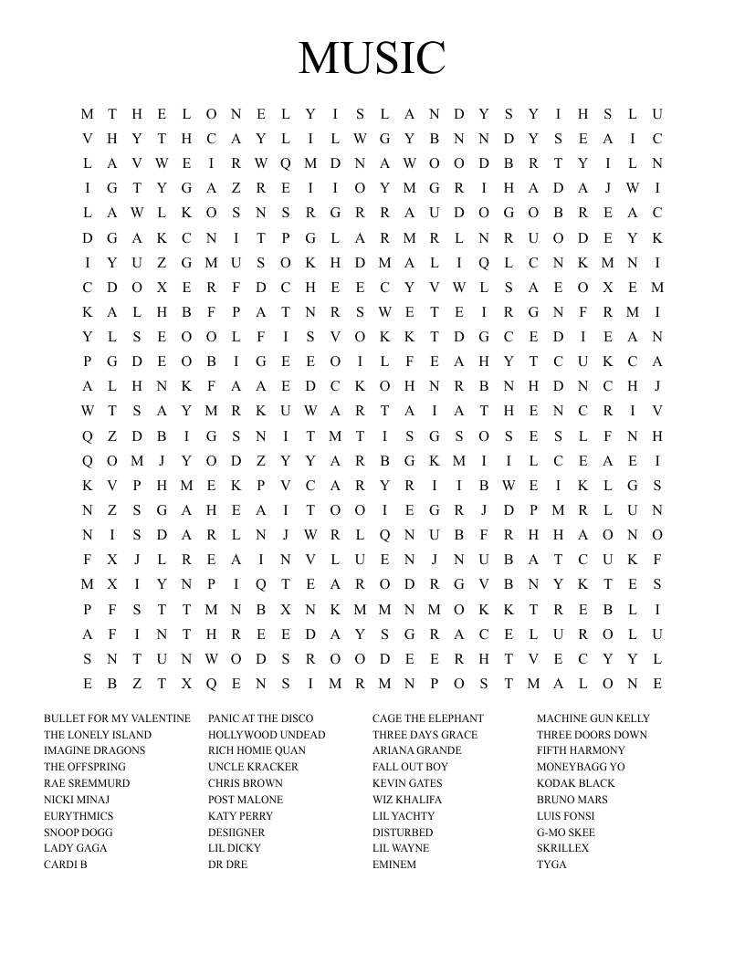 MUSIC Word Search
