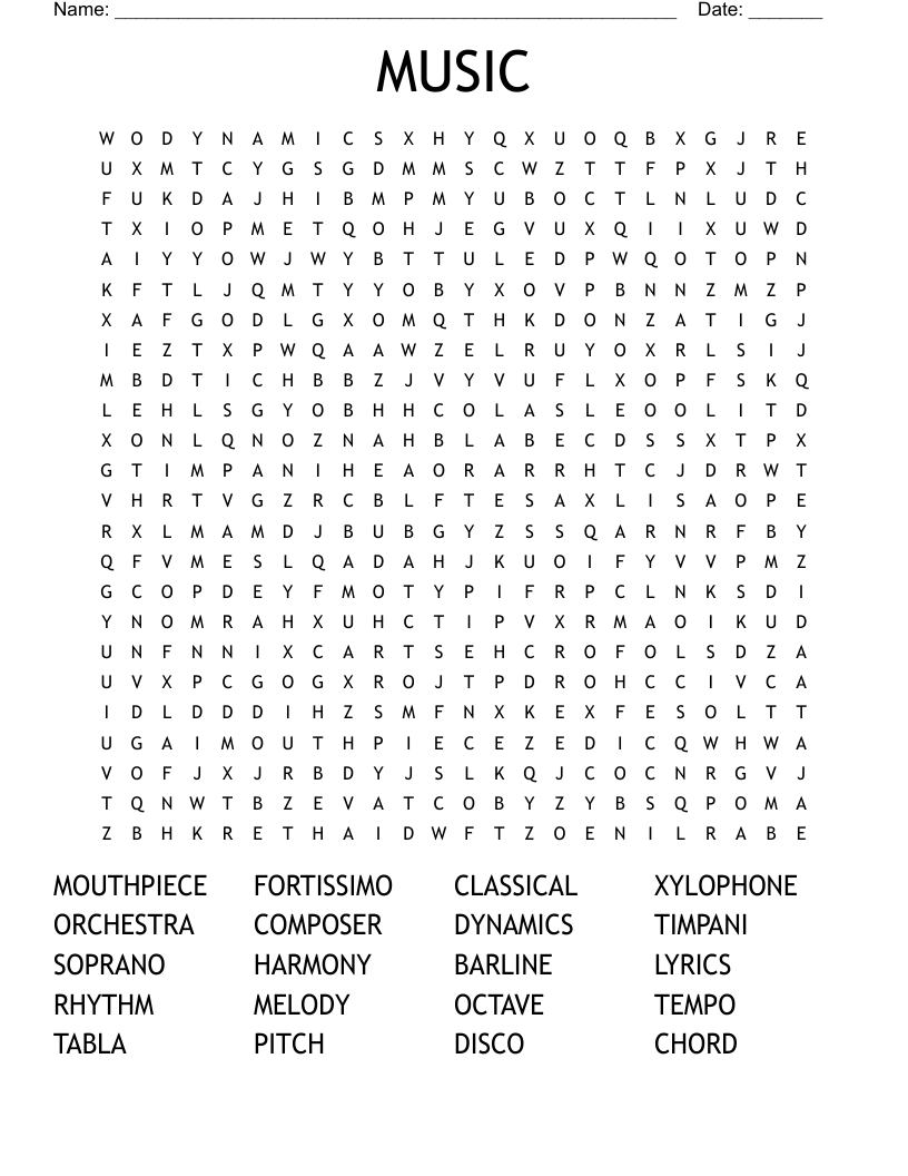 MUSIC Word Search