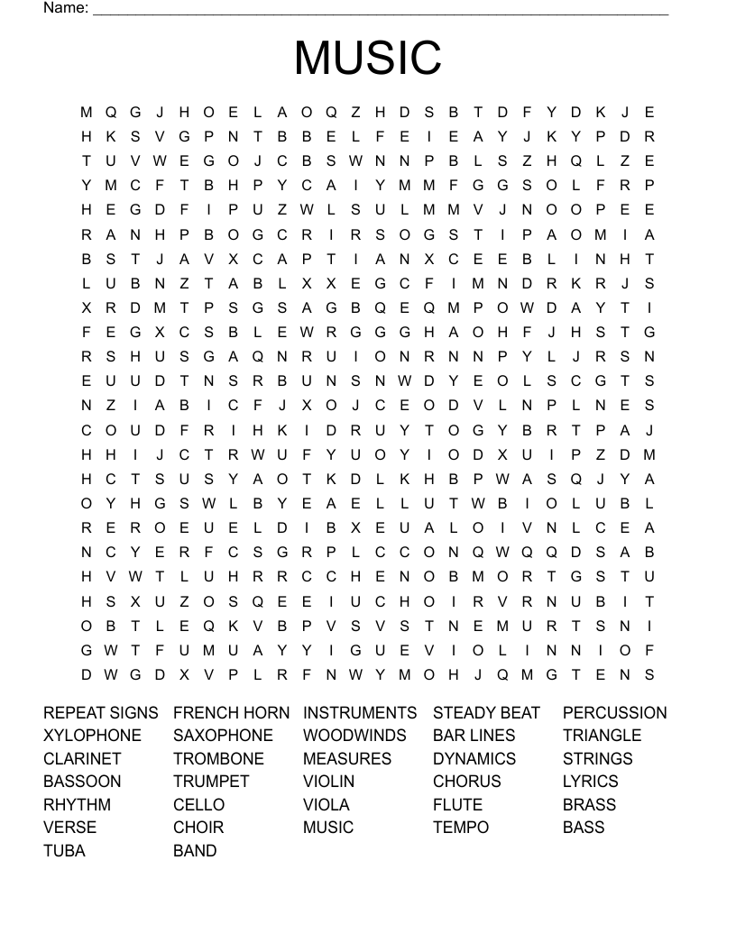 MUSIC Word Search