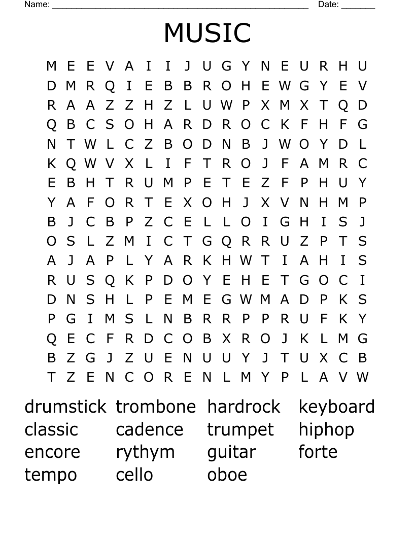 MUSIC Word Search
