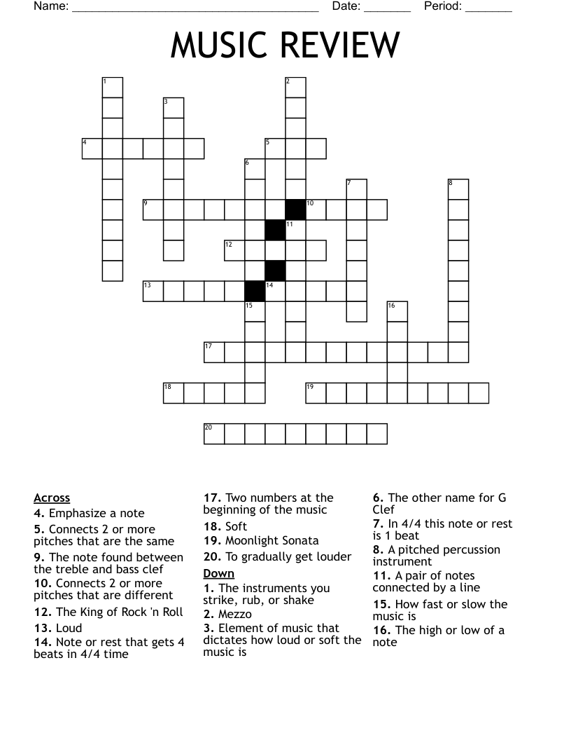 MUSIC REVIEW Crossword