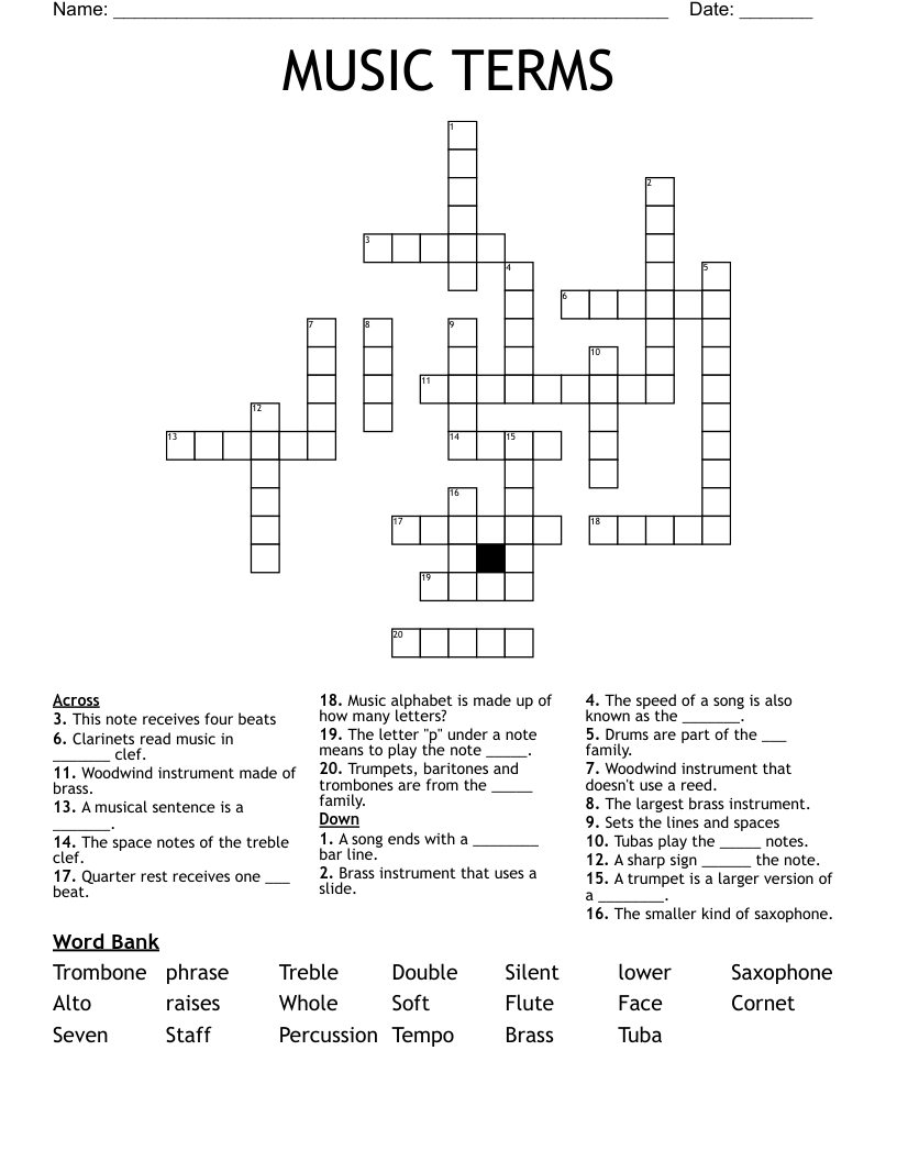 MUSIC TERMS Crossword