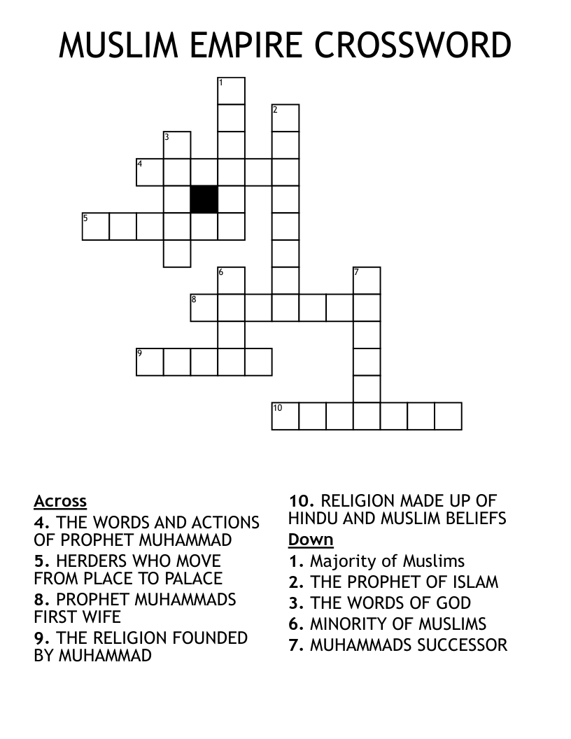 MUSLIM EMPIRE CROSSWORD