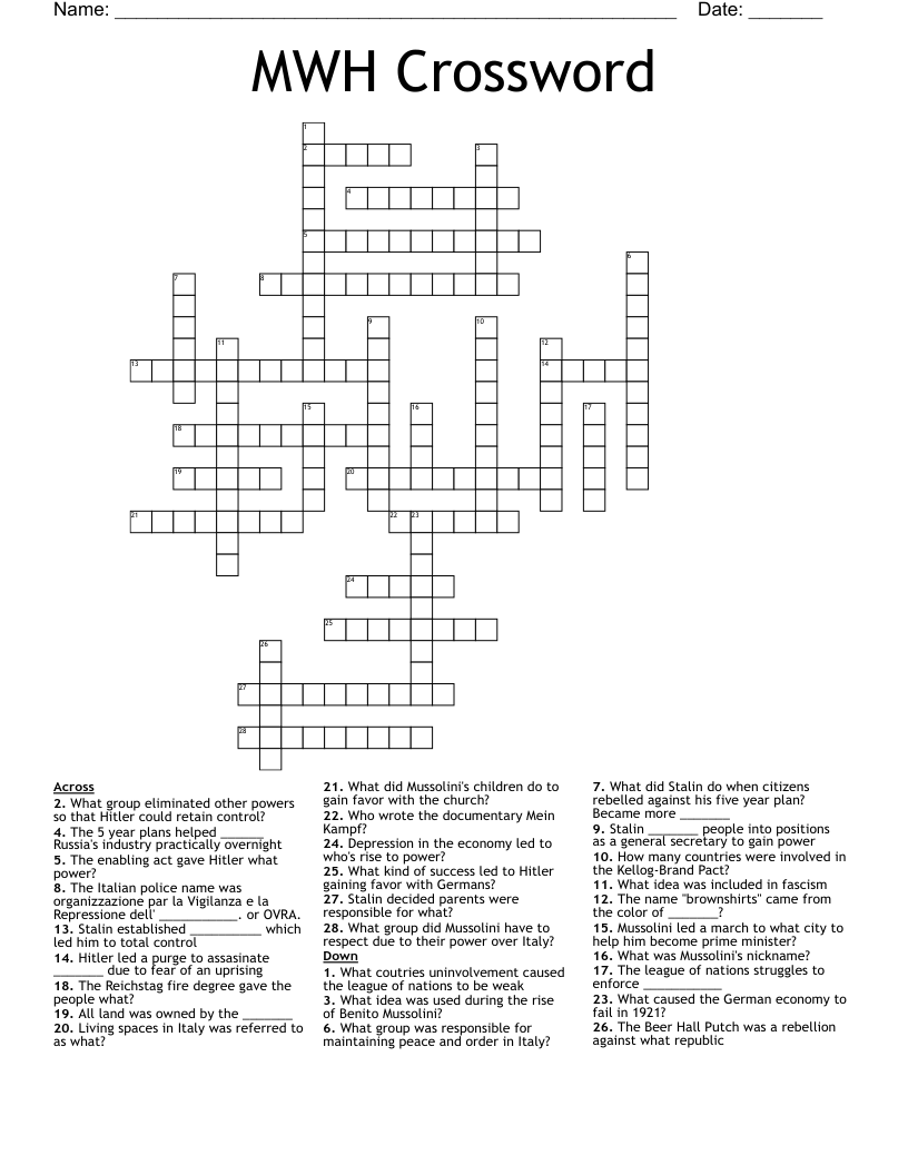 MWH Crossword