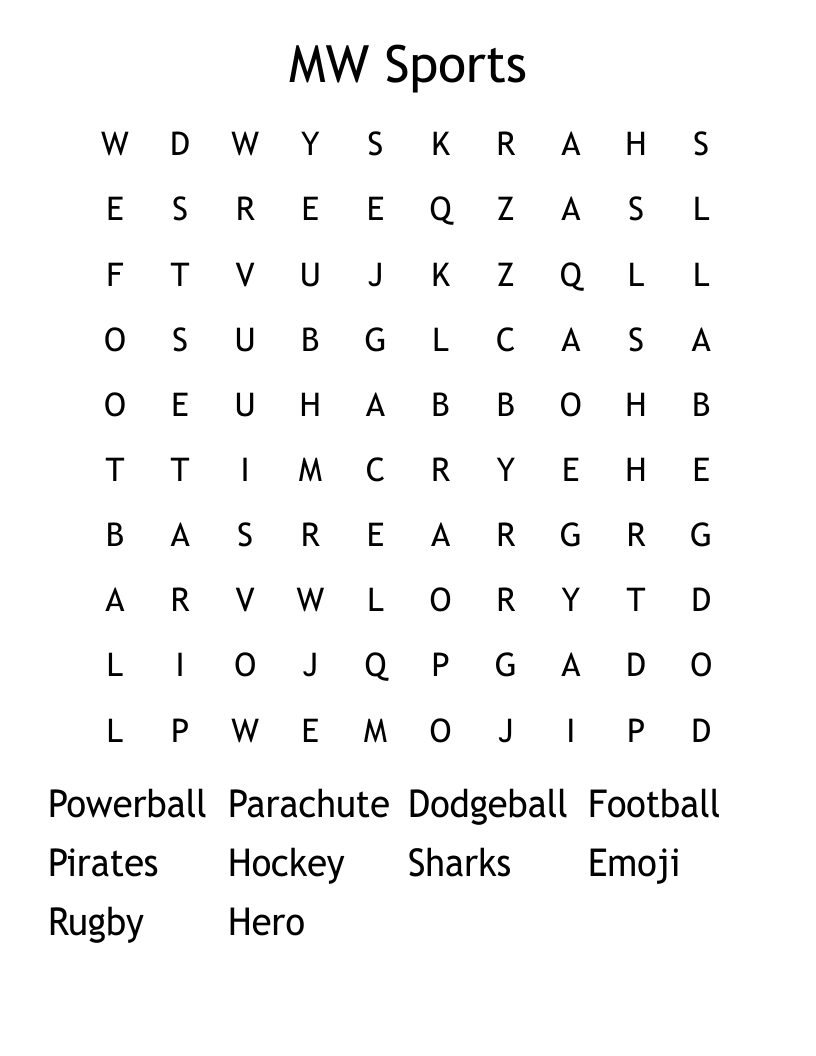 MW Sports Word Search