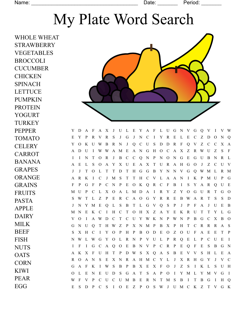 My Plate Word Search