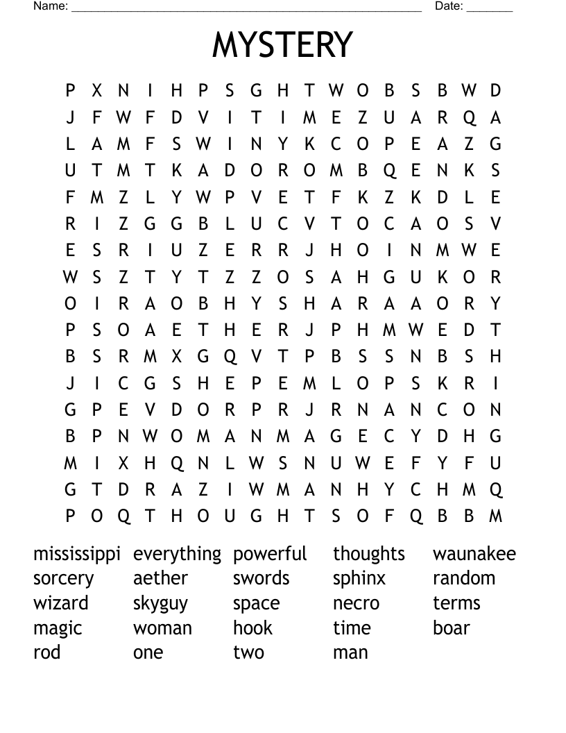 MYSTERY Word Search