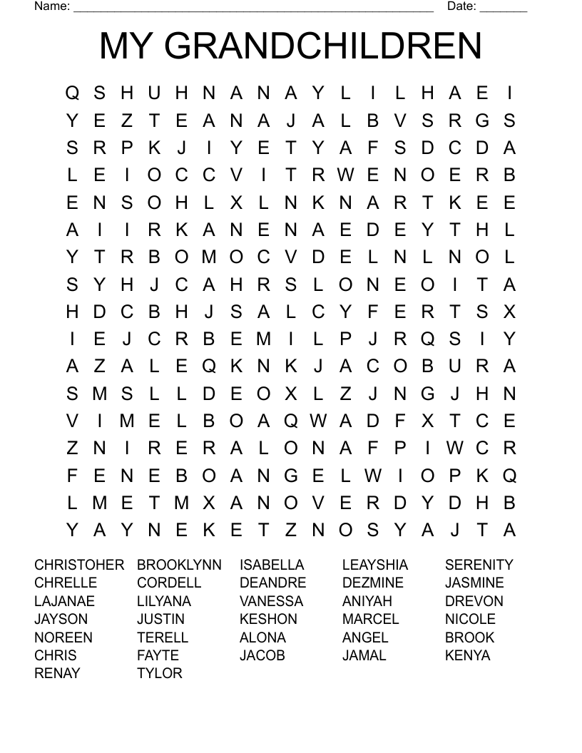 MY GRANDCHILDREN Word Search