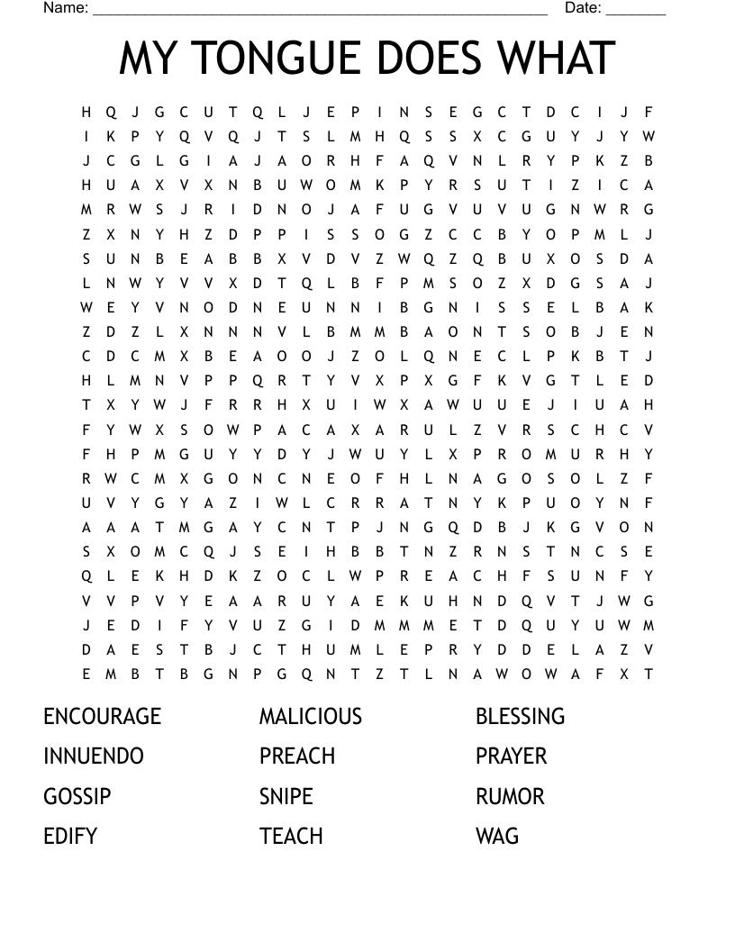 MY TONGUE DOES WHAT Word Search