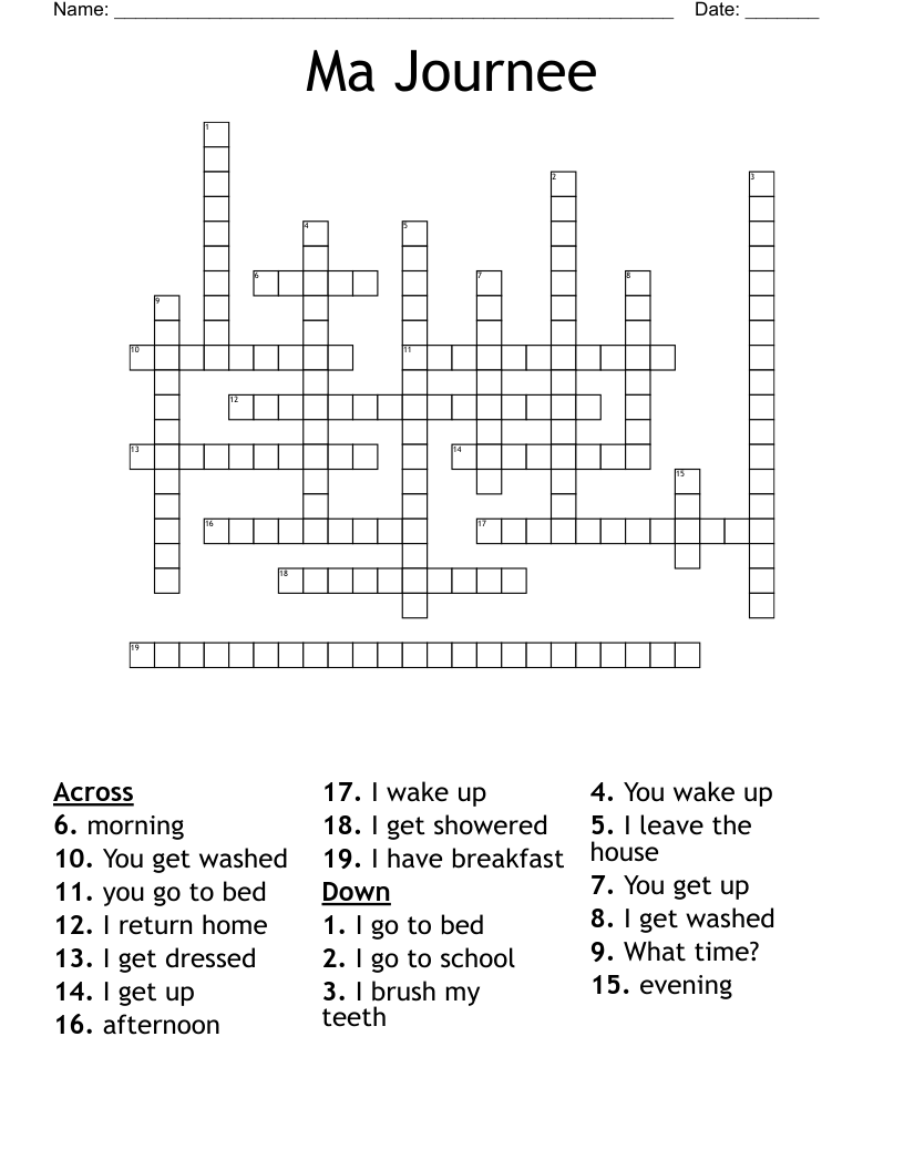 Ma Journee Crossword