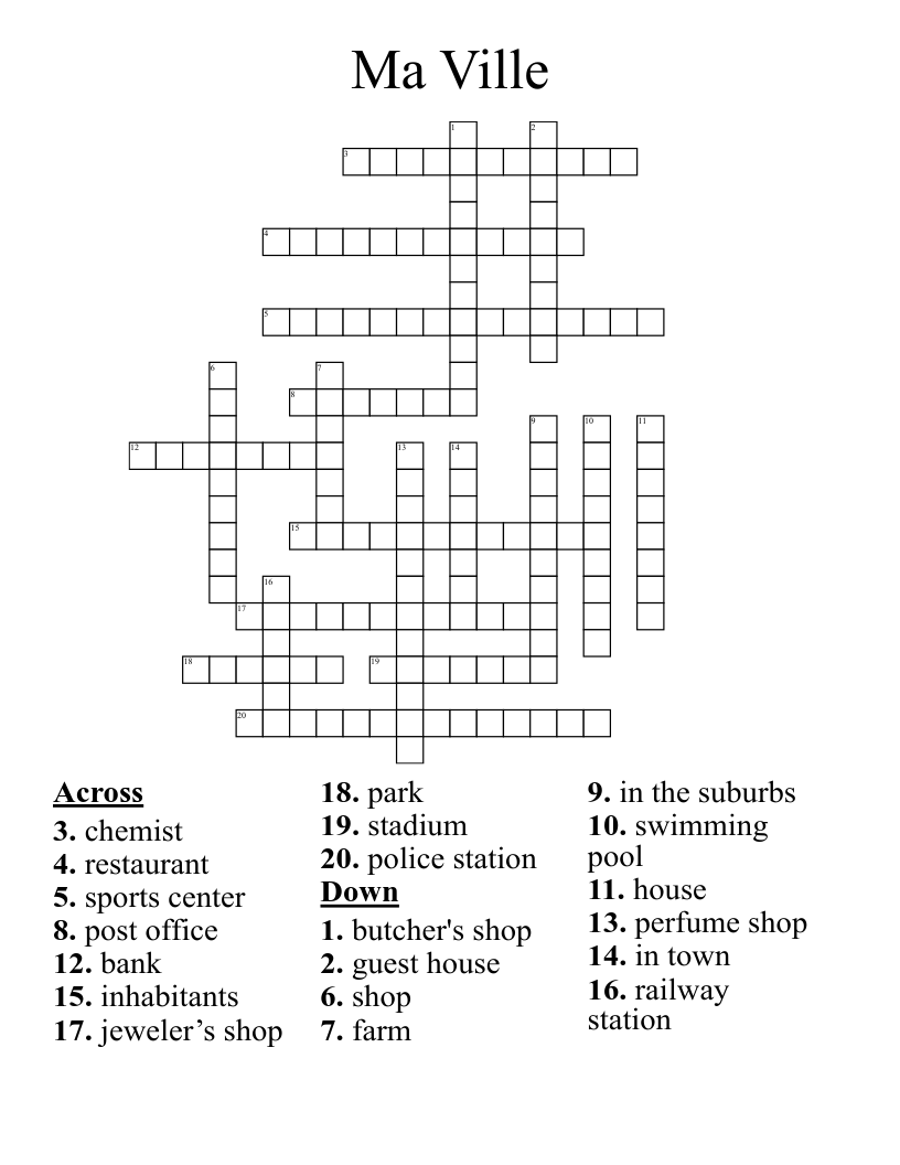 Ma Ville Crossword