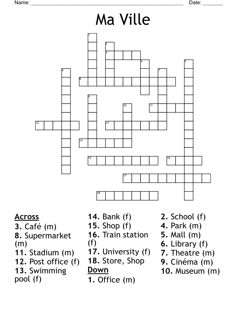 Ma Ville Crossword