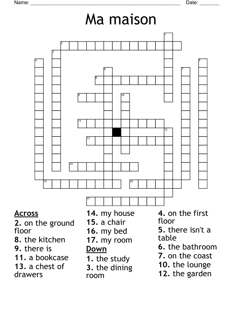 Ma maison Crossword